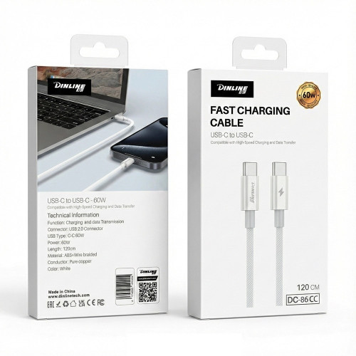 کابل شارژ usb c to usb c دینلاین مدل DC86cc